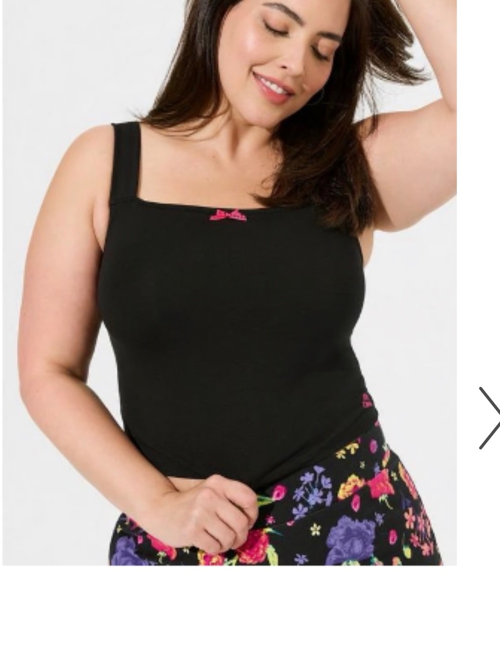 Betsey Johnson Black Square-Neck Tank with Pink Bow Accent